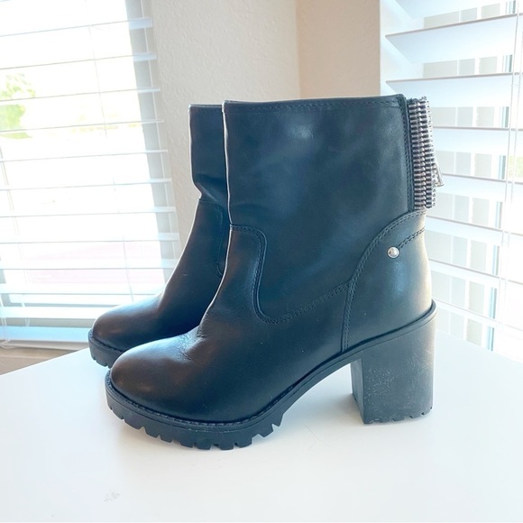 STEVE MADDEN Invito Back Zip Leather Chunky Ankle Boots NEW Biker 90’s - Picture 2 of 10